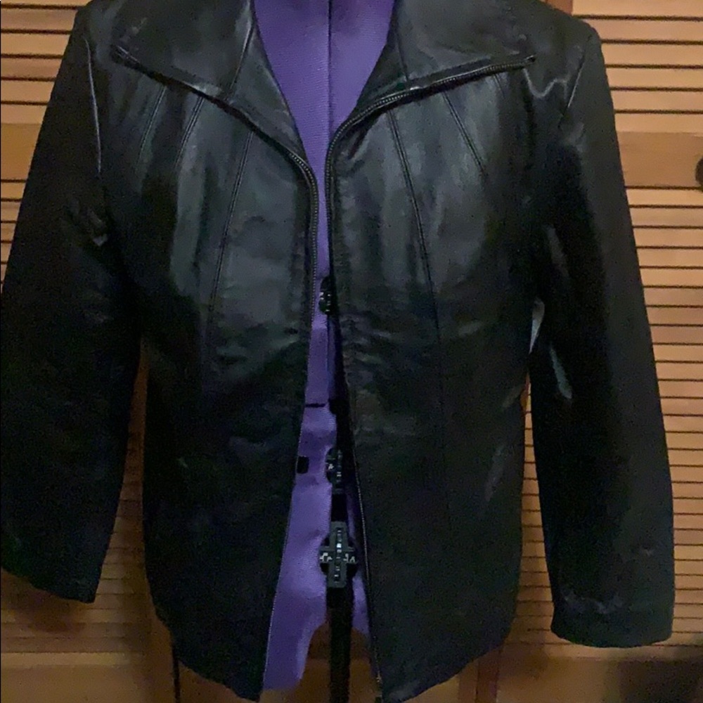 BNWT east 5th Avenue black leather jacket